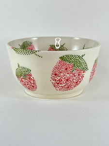 Handmade handpainted strawberry ceramic bowl