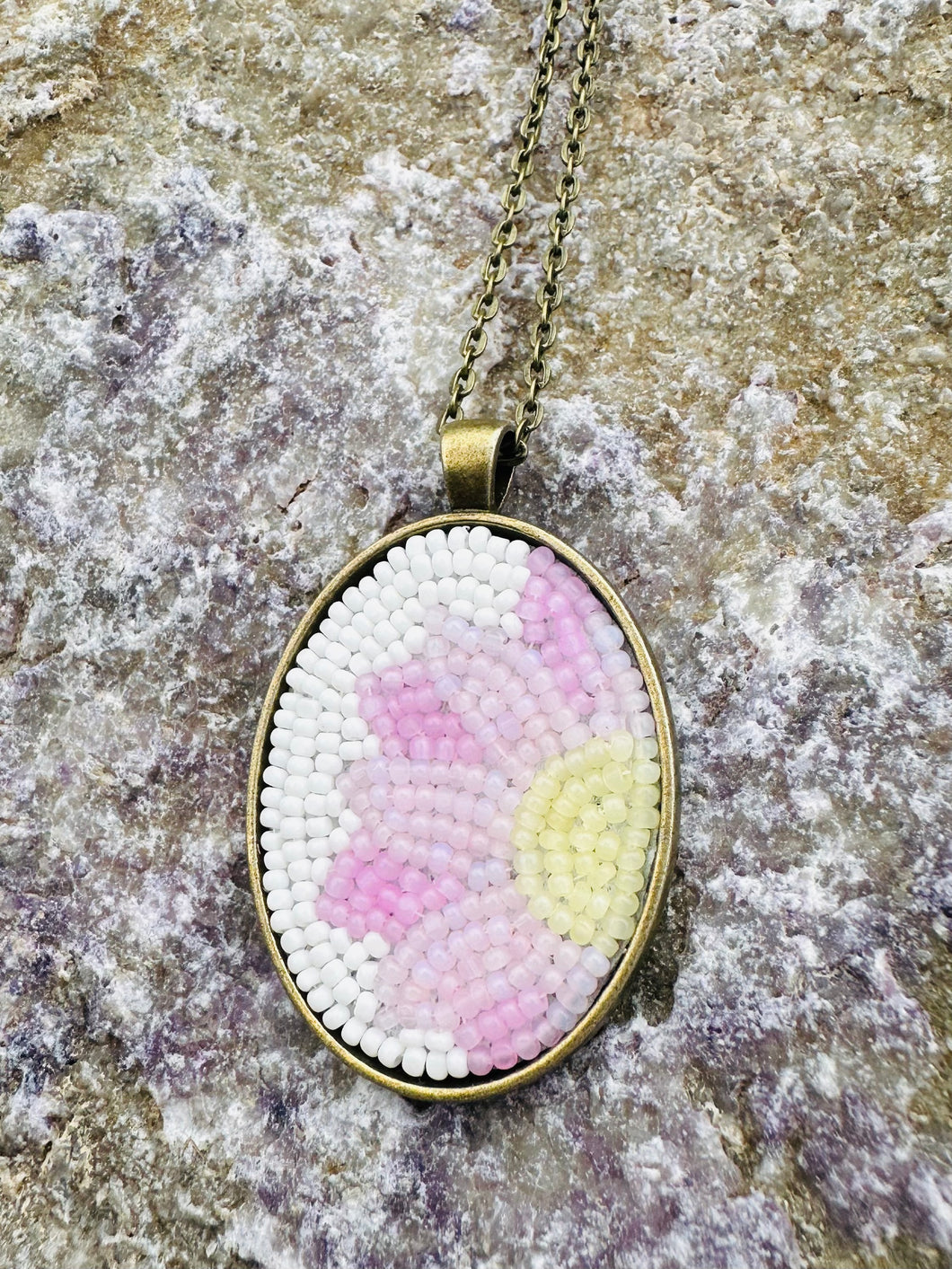 Hand beaded pendant necklace