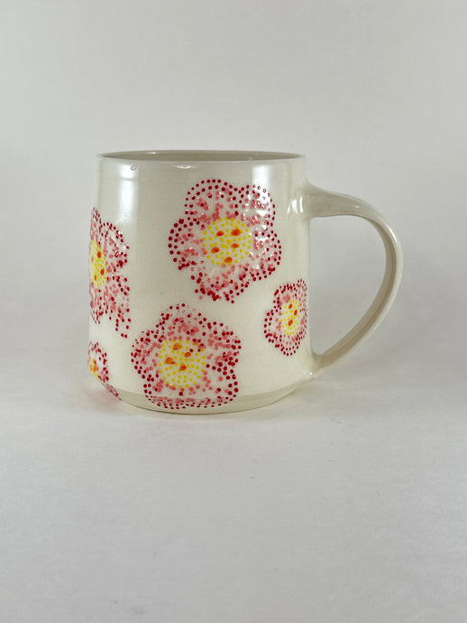 Handmade handpainted flower pottery mug