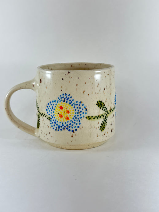 Handmade handpainted flower pottery mug