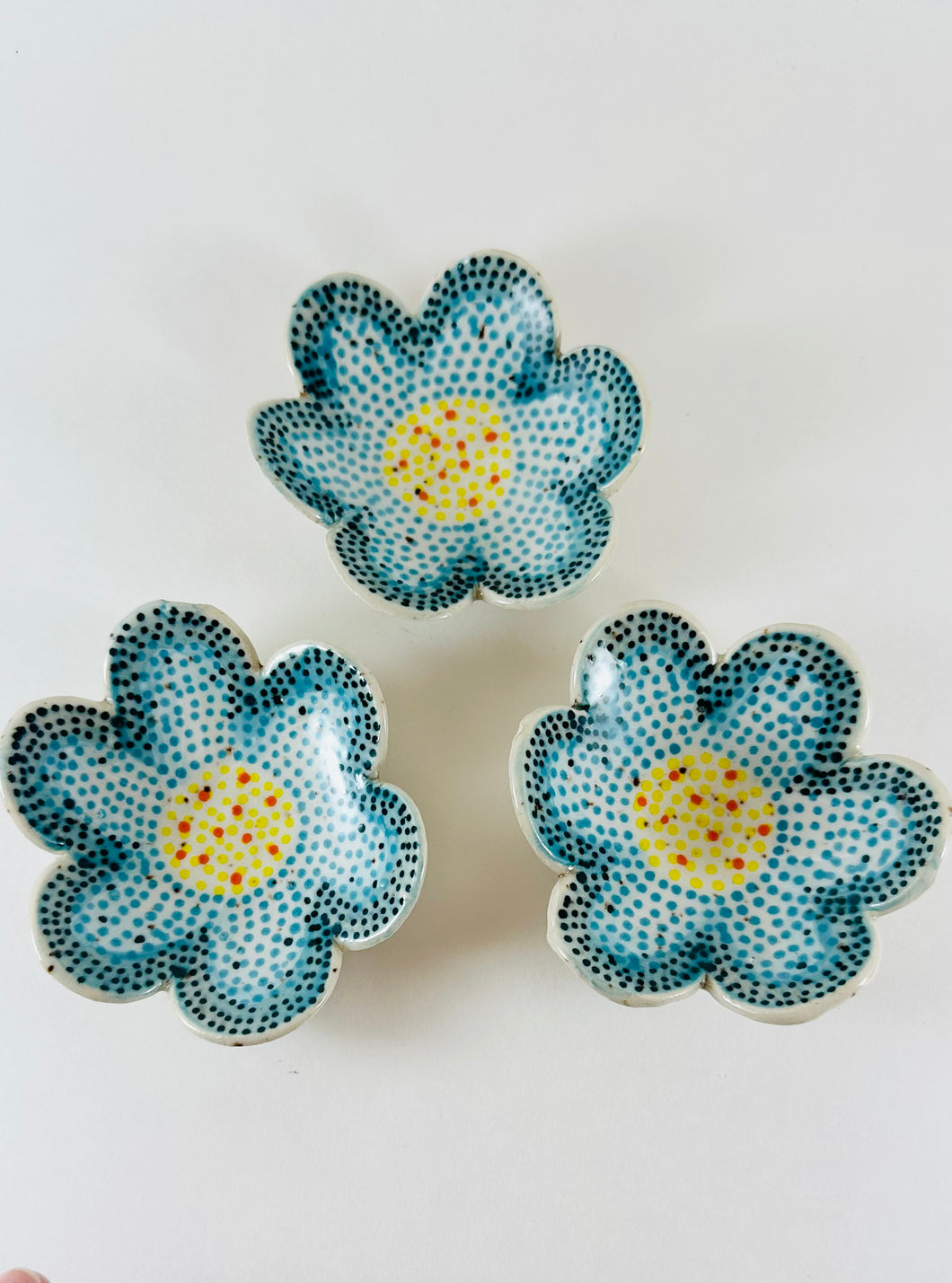 Handmade handpainted small ceramic flower dish