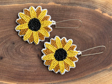 Load image into Gallery viewer, Handmade handbeaded sunflower earrings