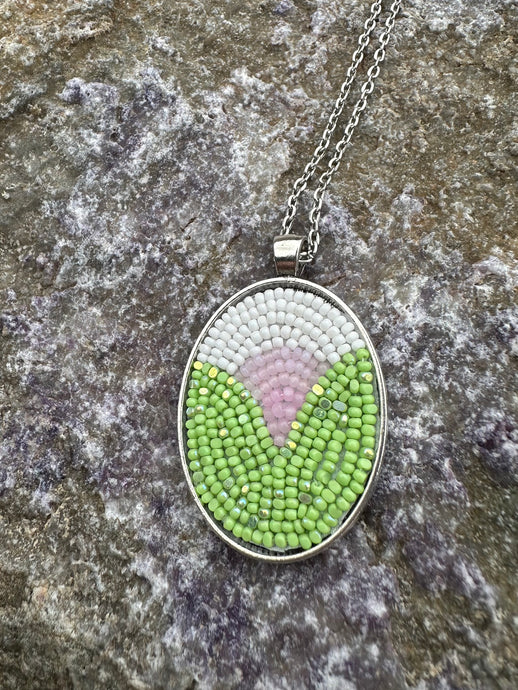 Hand beaded pendant necklace