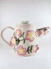 Load image into Gallery viewer, Handmade ceramic teapot handpainted with pink flower blossoms