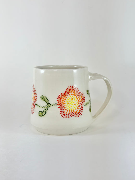 Handmade handpainted flower pottery mug