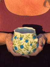 Load image into Gallery viewer, Handmade Handpainted Blueberry “Beaded” Ceramic Vase