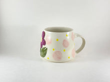 Load image into Gallery viewer, Handmade handpainted pottery mug with beaded flower