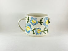 Load image into Gallery viewer, Handmade handpainted blue flower blossom pottery mug