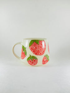 Handmade handpainted ceramic strawberry mug