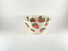 Load image into Gallery viewer, Handmade ceramic bowl with handpainted strawberries