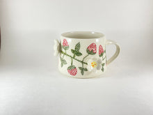 Load image into Gallery viewer, Handmade handpainted strawberry blossom pottery mug