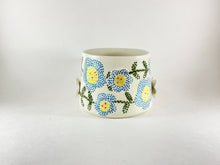 Load image into Gallery viewer, Handmade handpainted blue flower blossom pottery mug