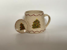 Load image into Gallery viewer, Handmade Handpainted Christmas Tree Pottery Mug and Trinket Dish Set