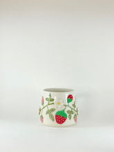 Load image into Gallery viewer, Handmade Handpainted “Beaded” Strawberry Blossom Pottery Mug