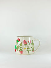 Load image into Gallery viewer, Handmade Handpainted “Beaded” Strawberry Blossom Pottery Mug