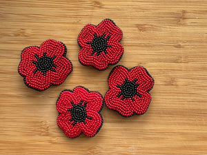 ** Made to Order ** Handmade Beaded Red Poppy Pin