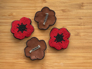 Red Handmade Beaded Poppy Pin