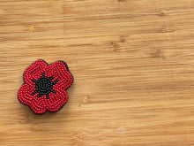 Load image into Gallery viewer, Red Handmade Beaded Poppy Pin